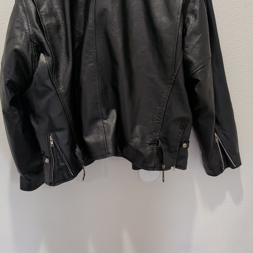 Highway Hawks Mens Black Leather Bikers Jacket Size 56 - Picture 4 of 8